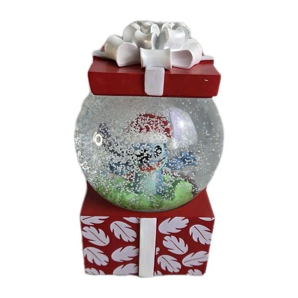 Dept 56 STITCH CHRISTMAS GIFT WATERBALL Disney ENESCO Large Snow Globe NEW - Picture 3 of 16